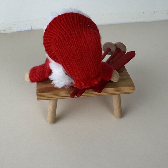 Ljungstroms Tomte Vintage Sweden 4” Christmas Figurine Wooden Decor Art Skiing - Picture 3 of 12